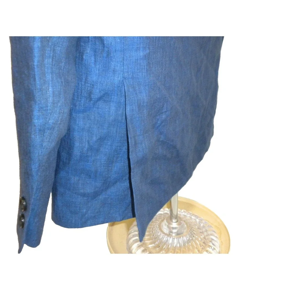 Savile‎ Row Sport Coat 36R Blue Linen 2 Button Dual Vent Lined Blazer Jacket